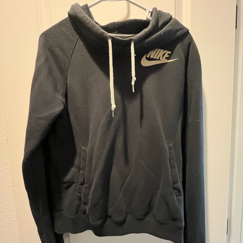 Nike Women's Charcoal Hoodie with White Logo